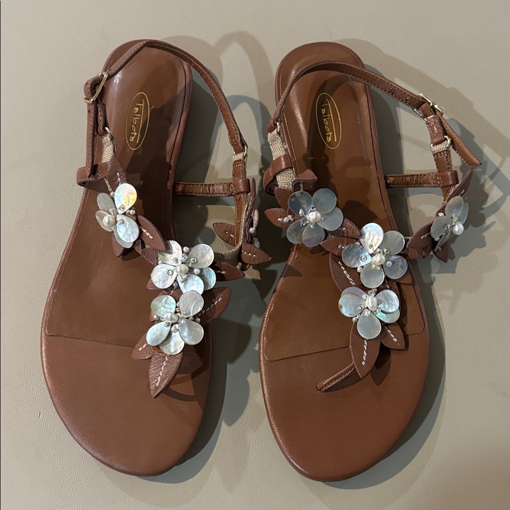 Talbots Brown Sandals with Floral Accents